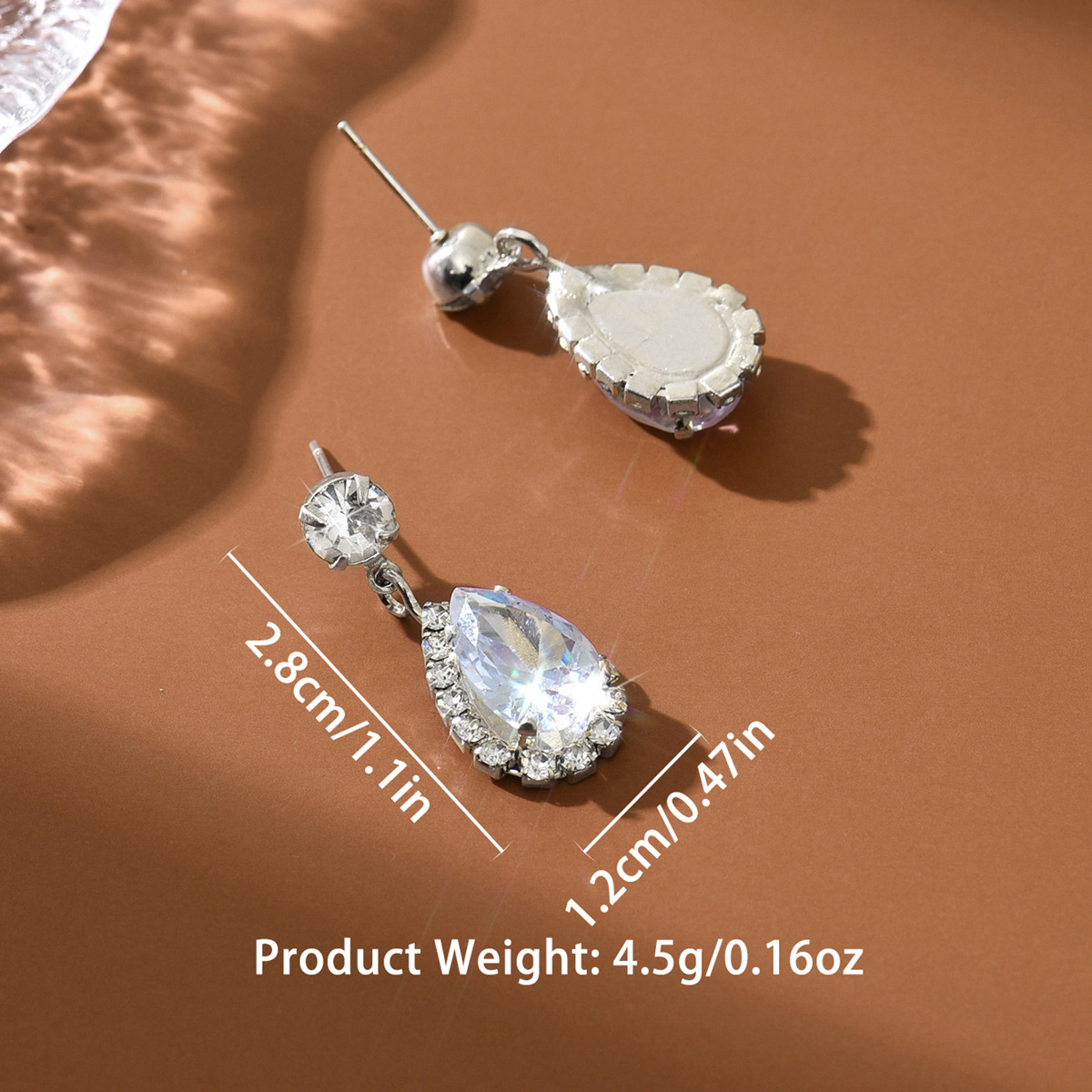 Silver Color Droplet Artificial Zircon Earrings