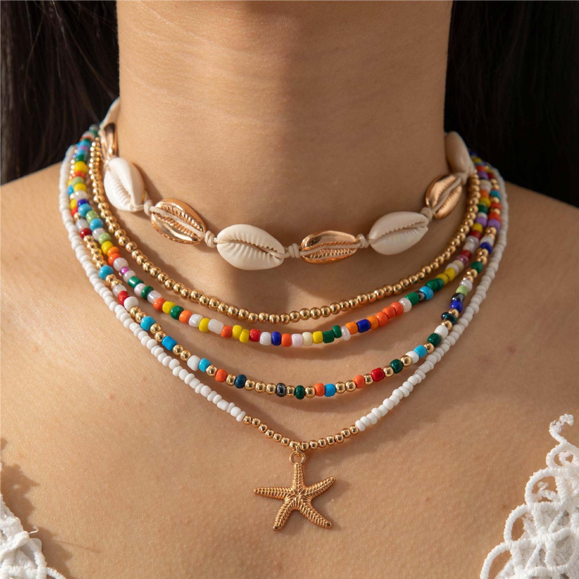 Multi Color Shell Seed Beads Necklaces