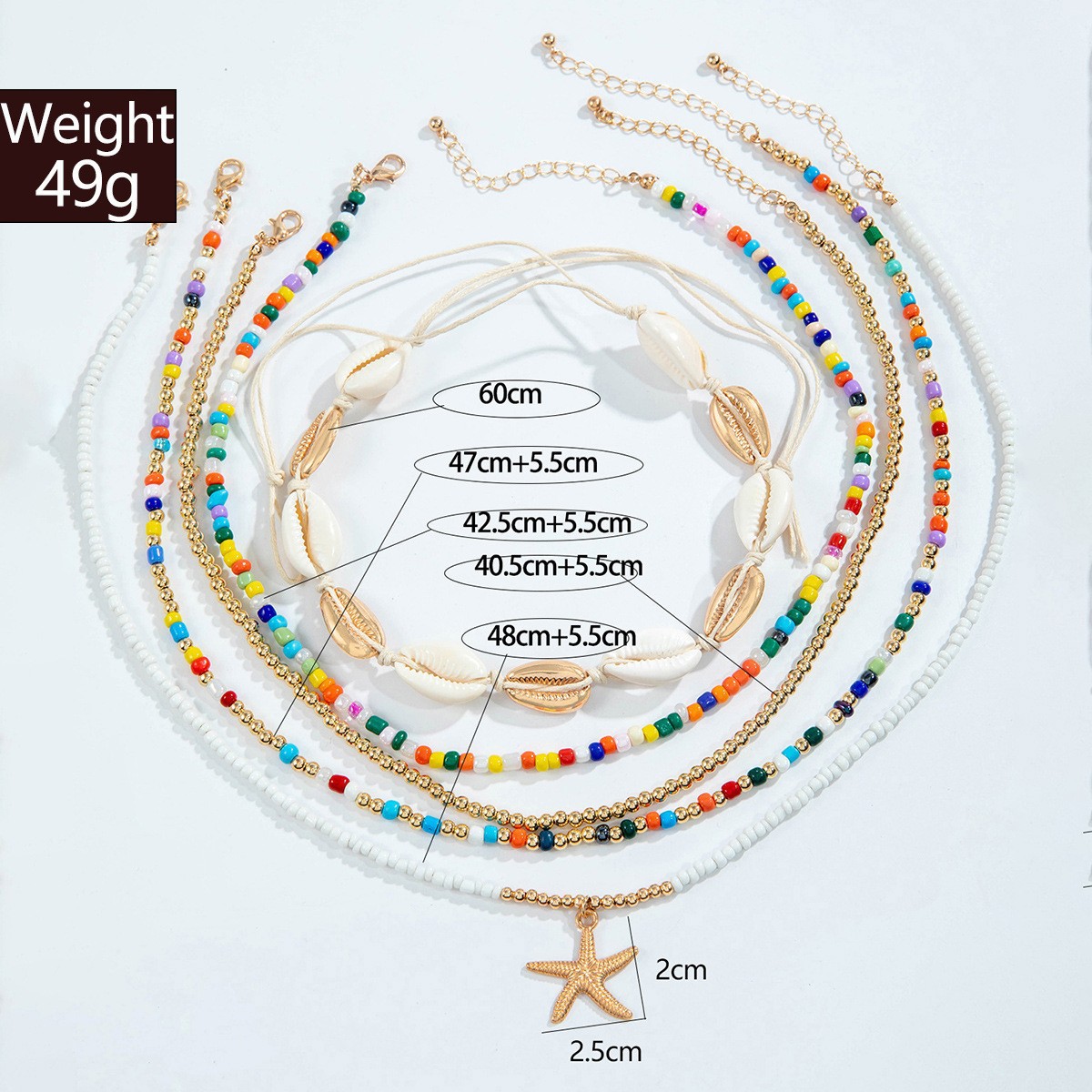 Multi Color Shell Seed Beads Necklaces
