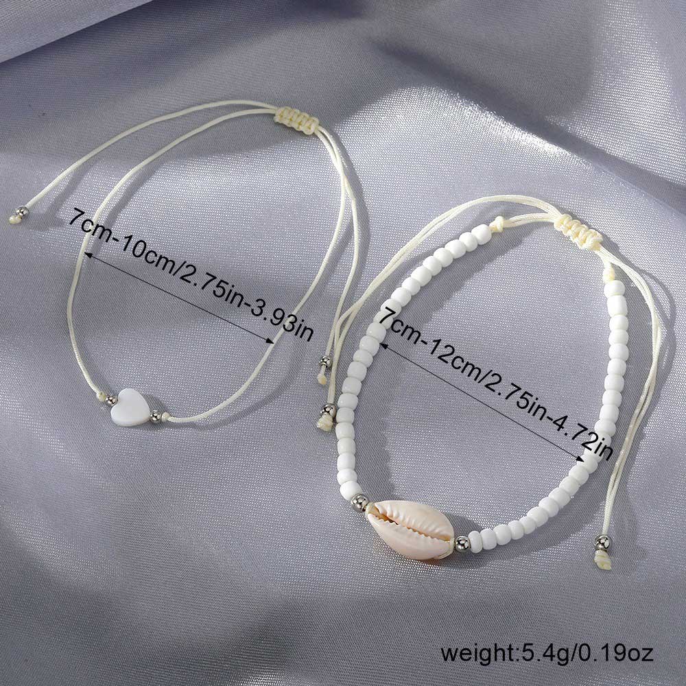 Beige Color Shell Detail Adjustable Anklets