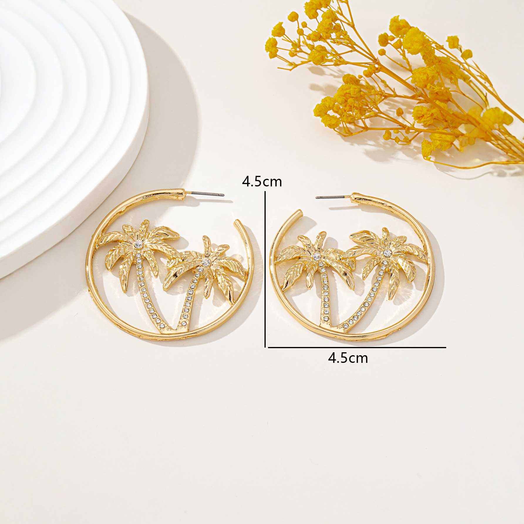 Golden Circle Alloy Coconut Tree Earrings