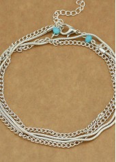Alloy Silver Layered Design Chain Anklet