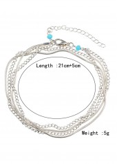 Alloy Silver Layered Design Chain Anklet