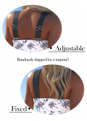 Tropical Plants Print Surplice White Swimdress and Shorts