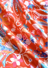 Floral Print Tie Coral One Piece Swimdress