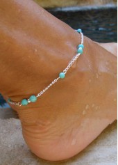 Mint Green Beaded Turquoise Alloy Anklet