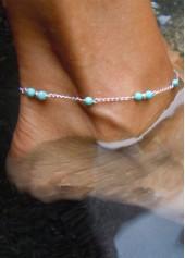 Mint Green Beaded Turquoise Alloy Anklet
