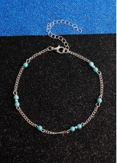 Mint Green Beaded Turquoise Alloy Anklet