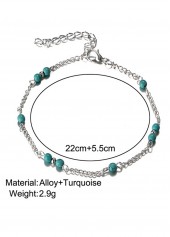 Mint Green Beaded Turquoise Alloy Anklet