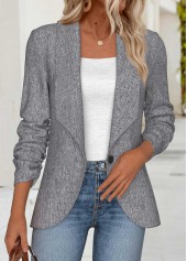 Tummy Coverage Light Grey Marl Long Sleeve Lapel Coat