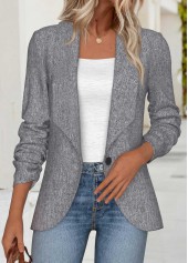 Tummy Coverage Light Grey Marl Long Sleeve Lapel Coat