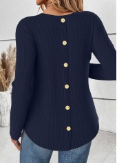 Tummy Coverage Navy Long Sleeve Round Neck T Shirt