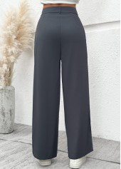 Flowy Dark Grey Wide Leg Button Fly Pants