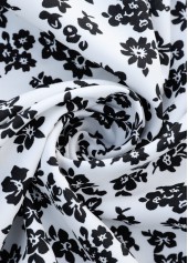 Ditsy Floral Print White Wide Leg Elastic Waist Pants