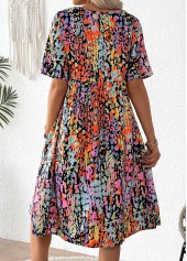 Tribal Print Smocked Multi Color Short Sleeve Dress