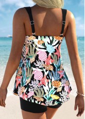 Mid Waisted Marine Life Print Tummy Coverage Tankini Set