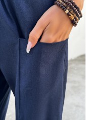 Navy Jogger Elastic Waist High Waisted Pants