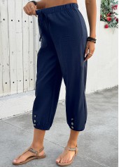 Navy Jogger Elastic Waist High Waisted Pants