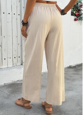 Soft Light Camel Wide Leg Elastic Waist Pants