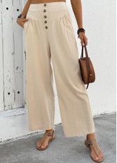 Soft Light Camel Wide Leg Elastic Waist Pants