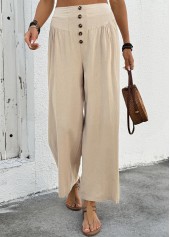 Soft Light Camel Wide Leg Elastic Waist Pants