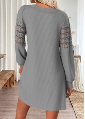 Tummy Coverage Grey Short Long Sleeve V Neck Dress
