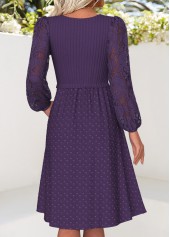 Tummy Coverage Purple Long Sleeve Square Neck Dress