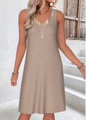 Marble Print Tummy Coverage Light Camel Dress and Cardigan