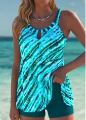Mid Waisted Tie Dye Print Tummy Coverage Tankini Set