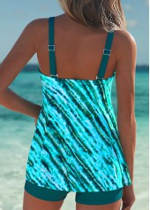 Mid Waisted Tie Dye Print Tummy Coverage Tankini Set