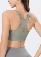 Sage Green Adjustable Straps Scoop Sports Bra