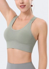 Sage Green Adjustable Straps Scoop Sports Bra