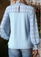 Tummy Coverage Light Blue Long Sleeve High Neck Blouse