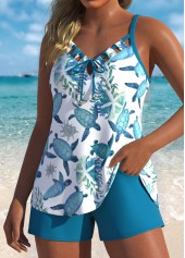 Mid Waisted Marine Life Print Pocket Tankini Set