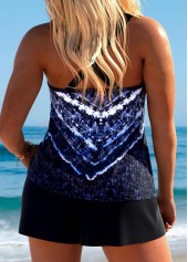 Mid Waisted Tie Dye Print Tummy Coverage Tankini Set