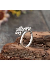 Silver Floral Design Adjustable Alloy Ring