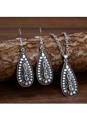 Silver Alloy Tribal Earrings and Necklace