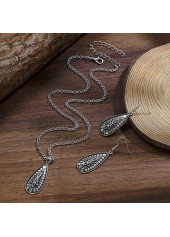 Silver Alloy Tribal Earrings and Necklace