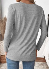 Cut Out Light Grey Marl Long Sleeve T Shirt
