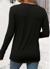 Twist Black Long Sleeve Round Neck T Shirt