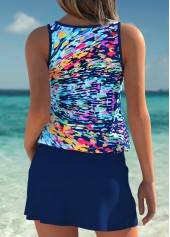 Mid Waisted Graffiti Print Tummy Coverage Tankini Set