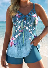 Mid Waisted Floral Print Tummy Coverage Tankini Set