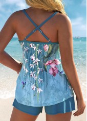 Mid Waisted Floral Print Tummy Coverage Tankini Set