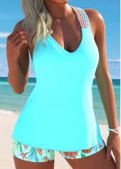 Mid Waisted Marine Life Print Tummy Coverage Tankini Set