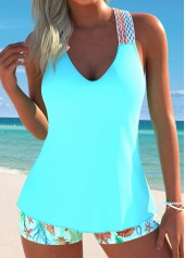 Mid Waisted Marine Life Print Tummy Coverage Tankini Set