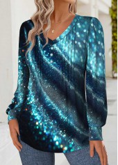 Ombre Tummy Coverage Blue Long Sleeve T Shirt