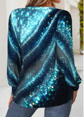 Ombre Tummy Coverage Blue Long Sleeve T Shirt