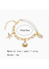 Golden Color Shell Alloy Detail Bracelet