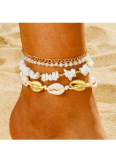 Golden Shell Alloy Beaded Design Anklets