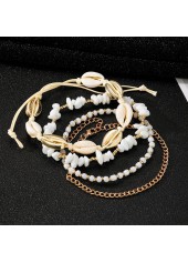 Golden Shell Alloy Beaded Design Anklets
